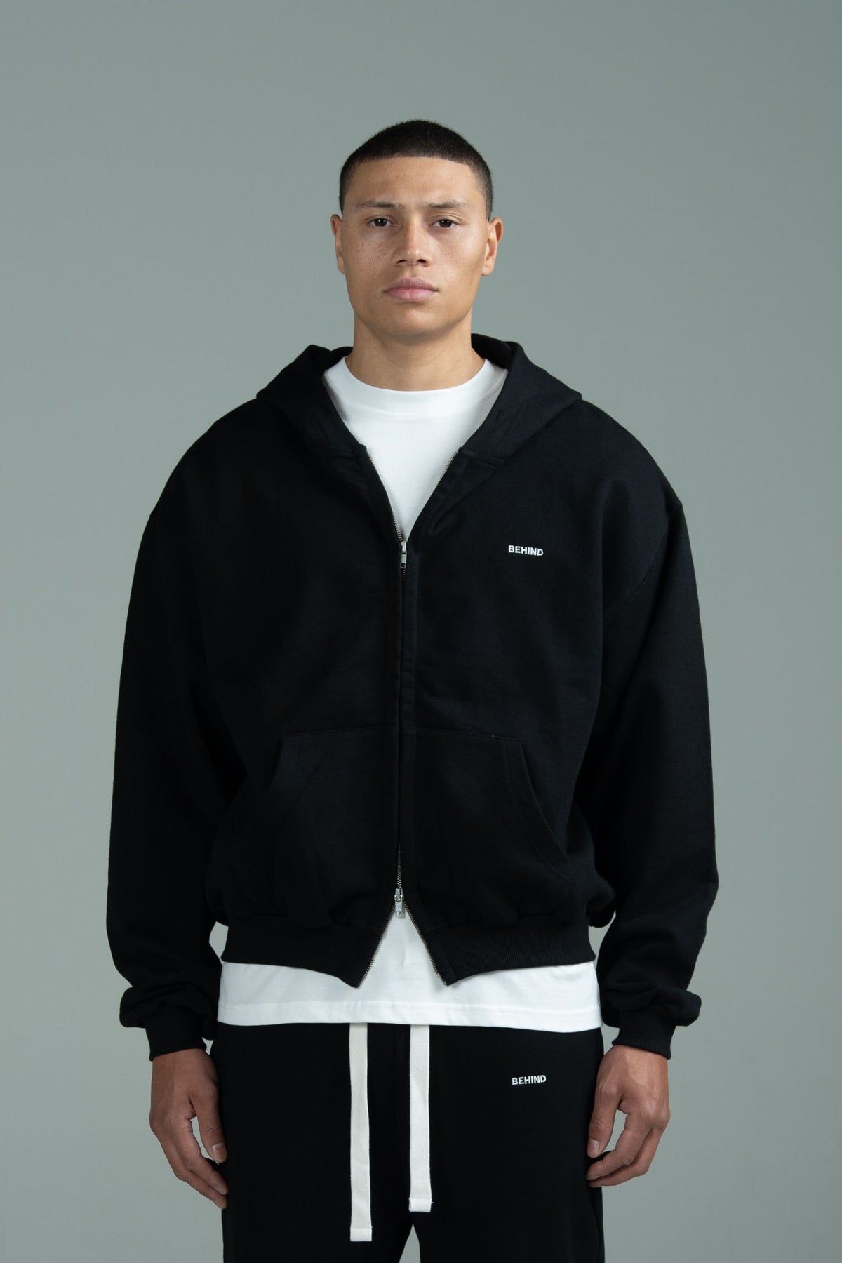 Regret Embroidery Zipped Hoodie